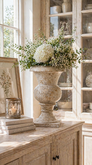 Vaso Decorativo in Resina 36 cm Blanc Mariclò Stile Classico