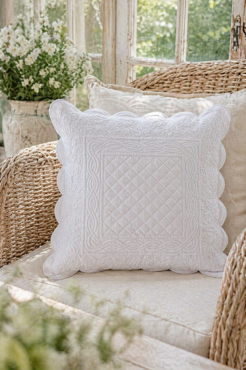 Cuscino Bianco in Cotone 50x50 Blanc Mariclò Shabby Chic