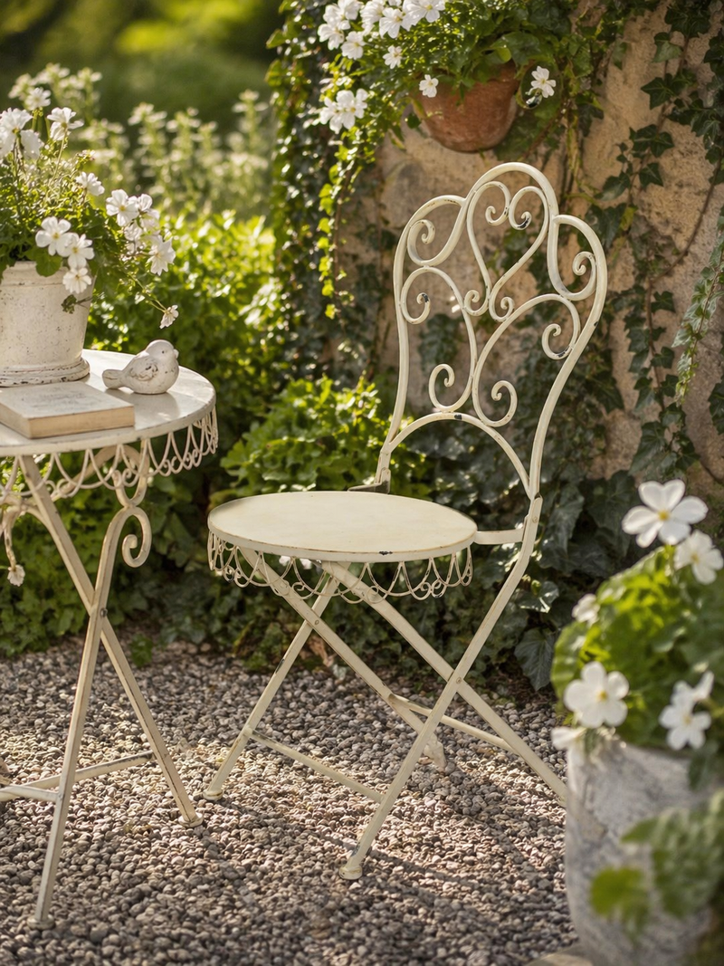 Sedia Pieghevole in Metallo 95 cm Nuvole di Stoffa Shabby Chic