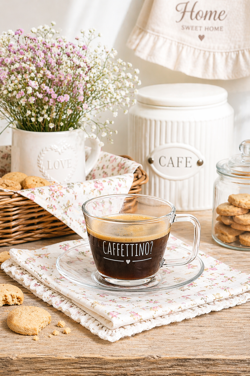 Tazzina Caffè Vetro Borosilicato Caffettino Nuvole di Stoffa