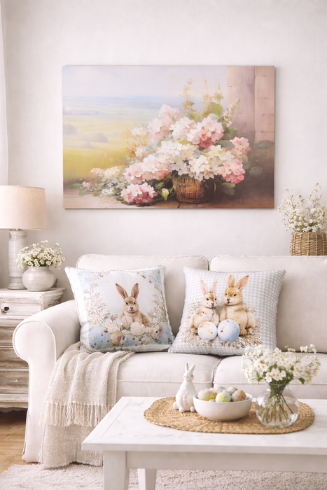 Quadro canvas cesto fiori – Fiorirà Nuvole di Stoffa