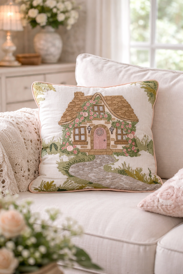 Cuscino Cottage Ricamato