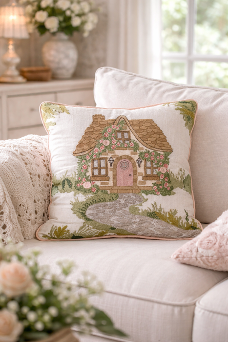 Cuscino Cottage Ricamato