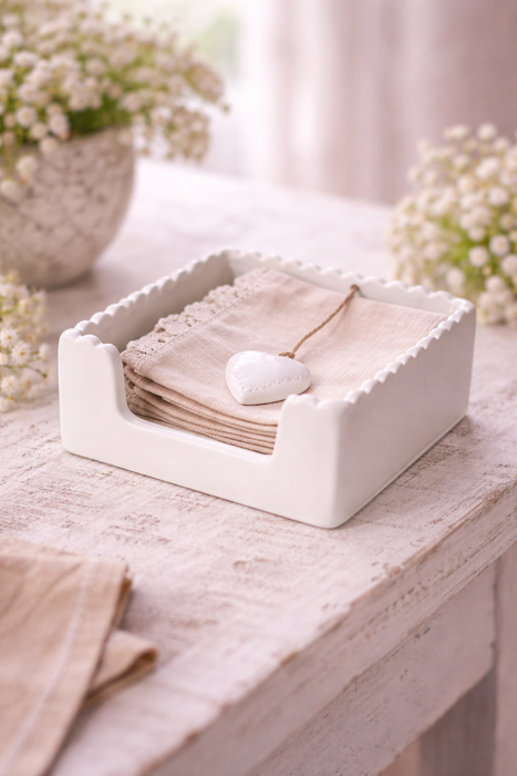 Portatovaglioli in Ceramica con Cuore 18x18x7 cm