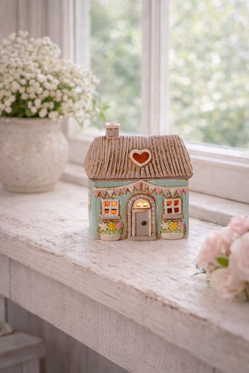 Casetta Portacandela Cottage in Ceramica 14,5 cm