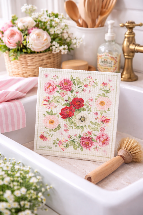 Panno Svedese 17x20 cm Peonia Isabelle Rose