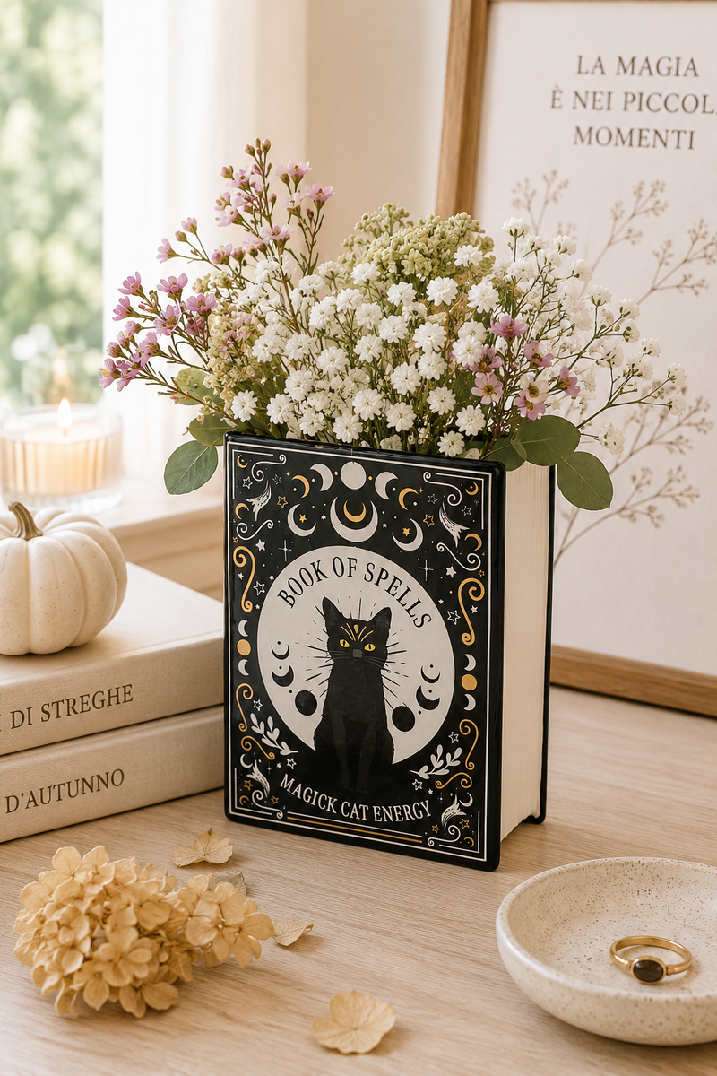 Vaso decorativo - Libro magico con gatto