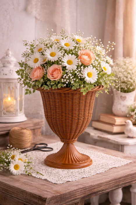 Vaso polyrattan marrone