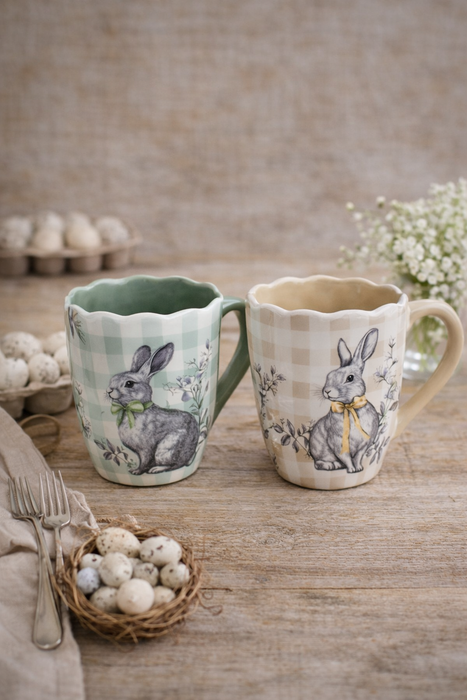 Tazza Decorativo in Ceramica con Coniglio Collezione Vicky Blanc Mariclò