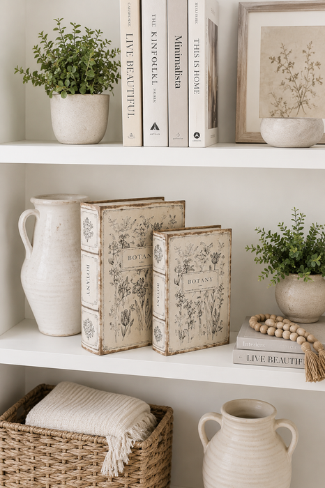 Set 2 Scatole Libro Decorative Botaniche