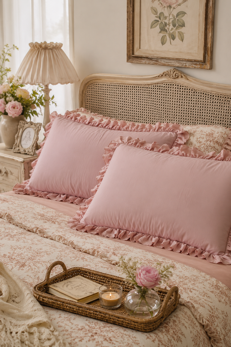Set 2 Copriguanciali Gala Acquerello Blanc Mariclò Rosa 50x80