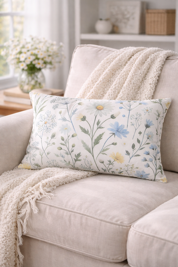 Federa Cuscino 35x50 cm Floreale Beige Clayre & eef