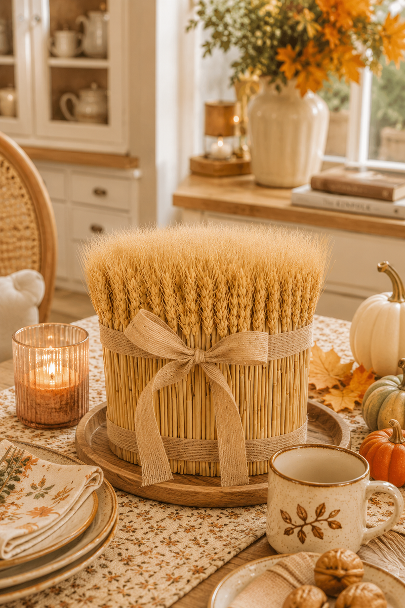 Centrotavola Autunnale con Spighe di Grano – 25 cm