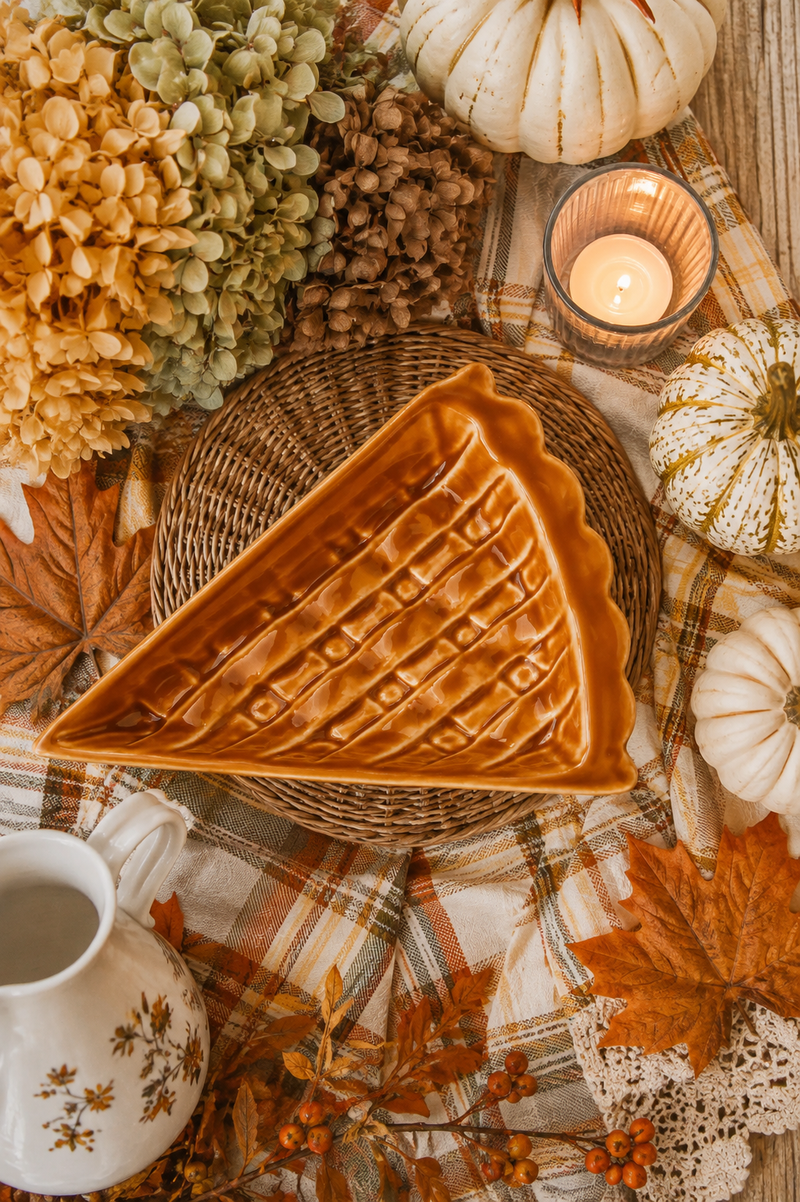Piatto a Forma di Fetta di Torta alla Zucca