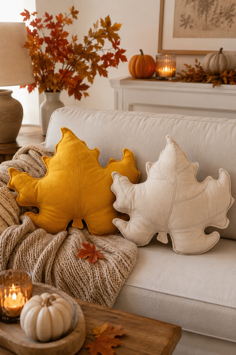 Cuscino Decorativo a Forma di Foglia d’Acero – 36×34 cm