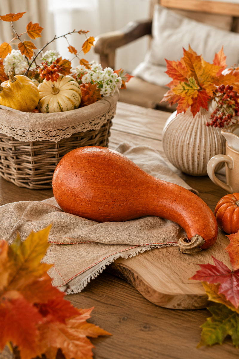 Zucca Decorativa Arancione in Polyresina 29x13 cm