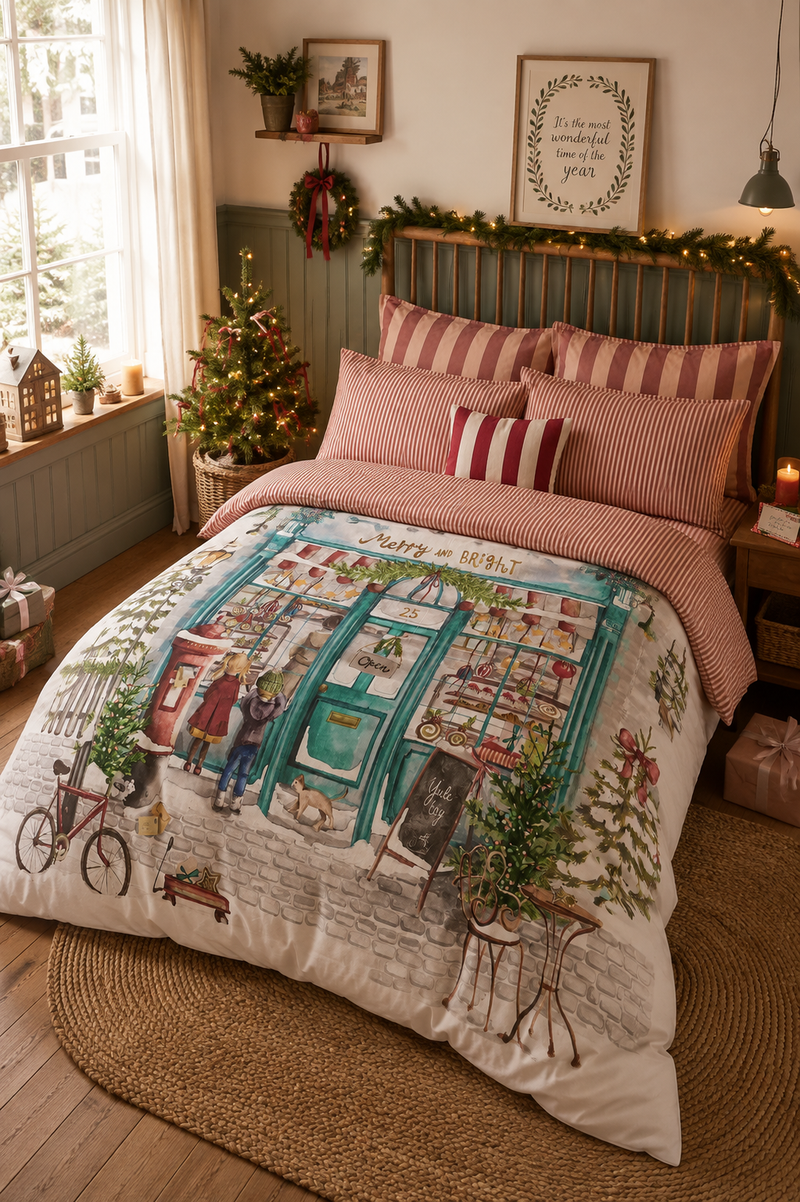 Set Copripiumino Natalizio Reversibile Merry & Bright – Multicolore