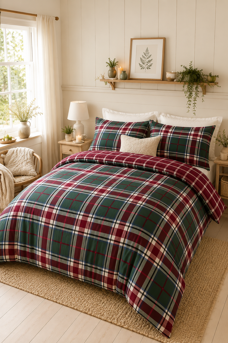 Set Copripiumino Reversibile Tartan Check
