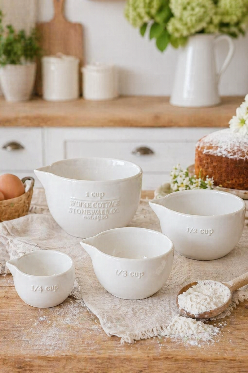 Set 4 Tazze Dosatrici in Ceramica Cottage