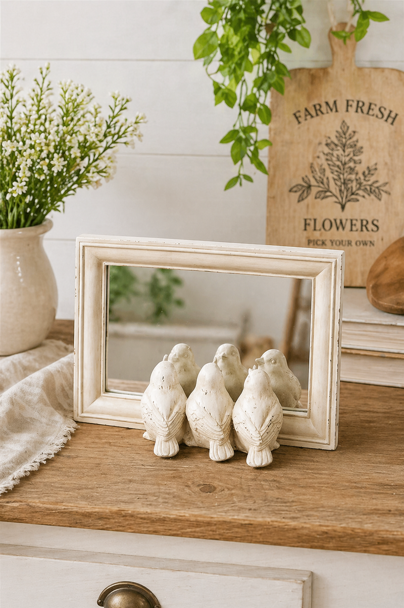 Specchio Decorativo con 3 Uccellini 20 cm