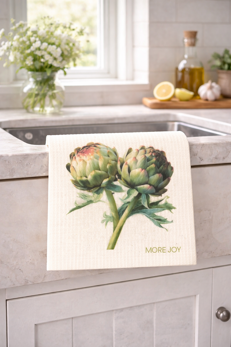 Panno Svedese Carciofi ad Acquerello Biodegradabile 20x17 cm