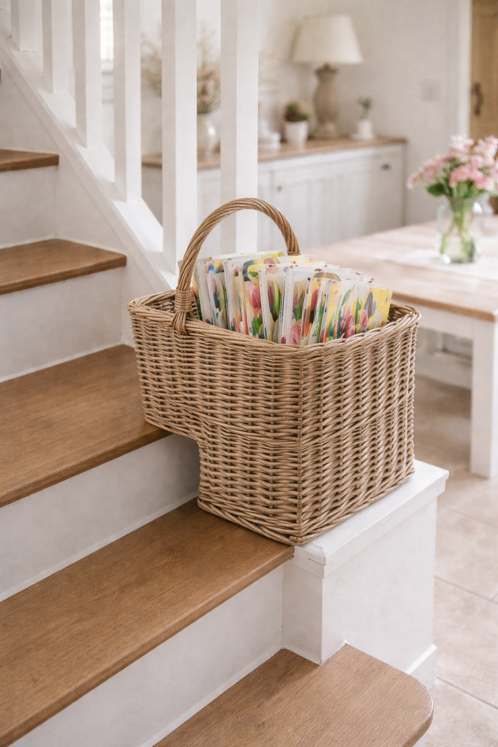 Cesto Romantico da Scala in Vimini Naturale