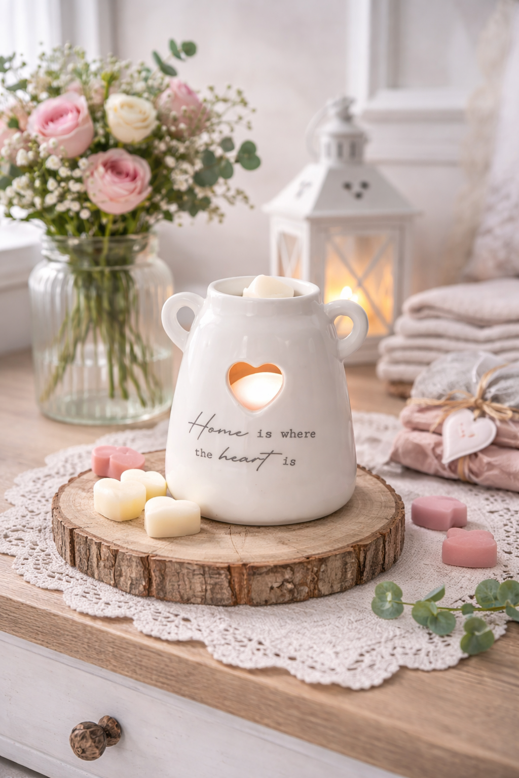 Bruciatore per Essenze in Ceramica “Home is Where the Heart Is” con Cuore