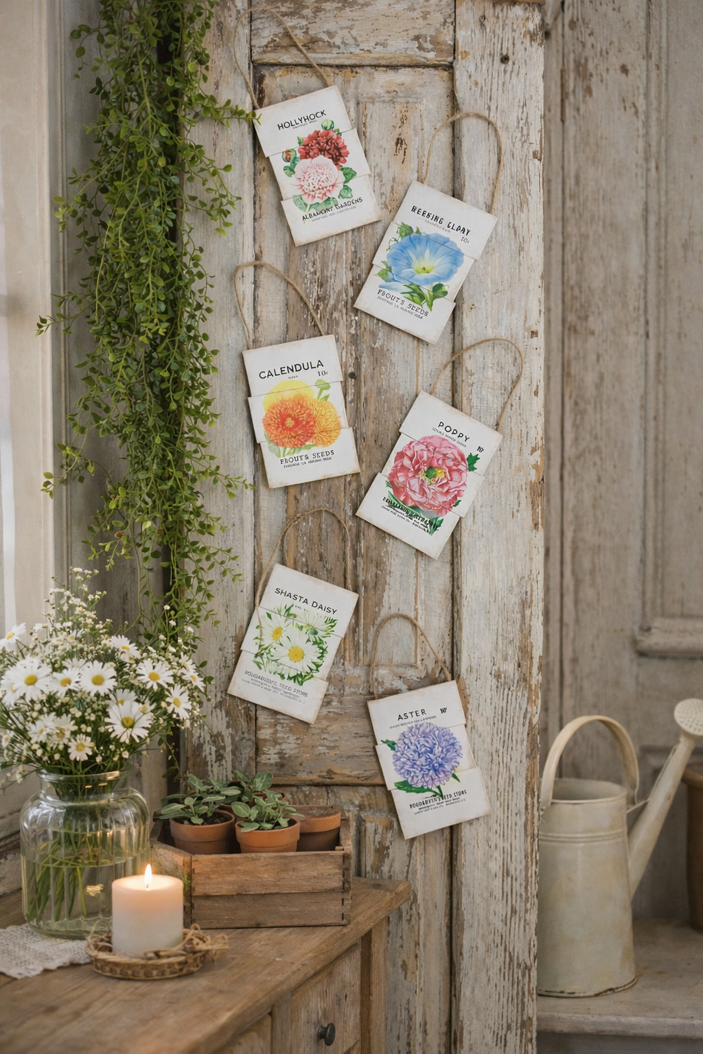 Set Targhe Decorative Botaniche Stile Vintage