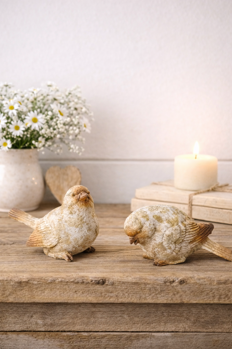 Uccellino Decorativo in Resina Stile Country