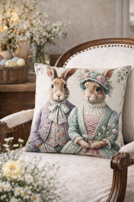 Federa pasquale con conigli vintage – 45×45 cm Clayre & eef