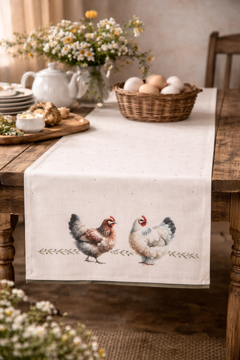 Runner da tavola country con galline Clayre & eef
