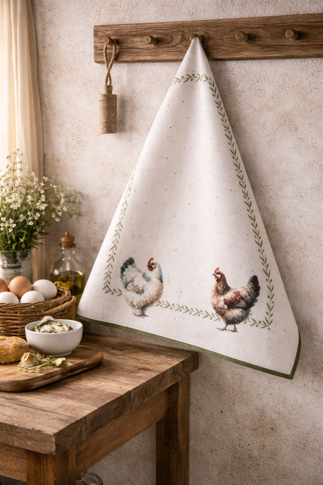 Strofinaccio country con galline 50x70 cm | Clayre & Eef