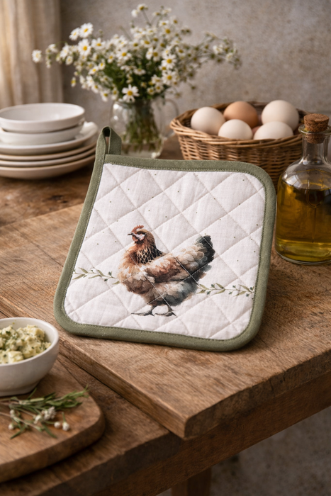 Presina double face country con galline 20x20 cm | Clayre & Eef
