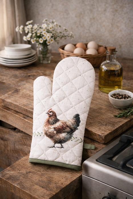 Guanto da forno con gallina – 18×30 cm Clayre & eef