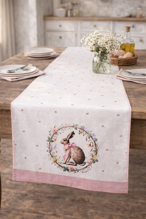 Runner da tavolo Clayre & Eef con coniglietto – 50×140 cm