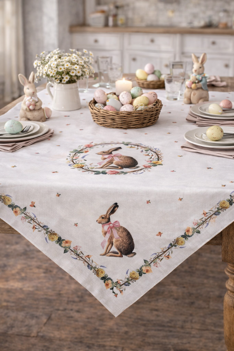 Centrotavola Clayre & Eef con coniglietto – 100×100 cm