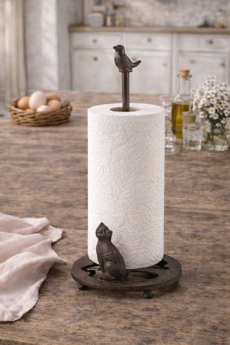 Portarotolo Clayre & Eef con uccellino e gatto – 14×36 cm