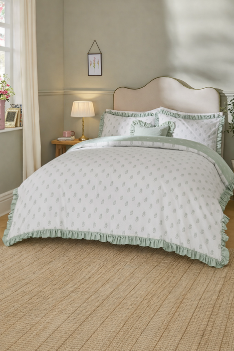 Copripiumino Reversibile Matrimoniale Bianco Salvia