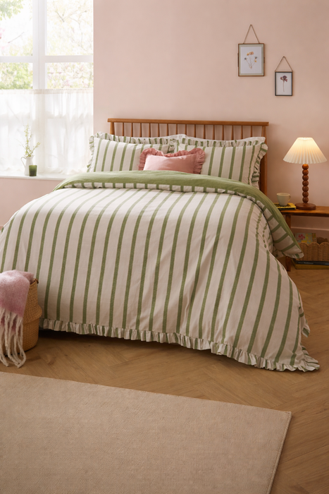 Set Copripiumino a Righe con Volant Connie Oliva