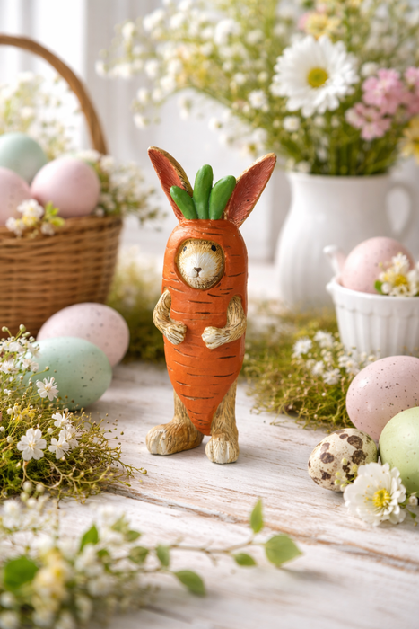 Coniglietto decorativo pasquale in resina 14 cm