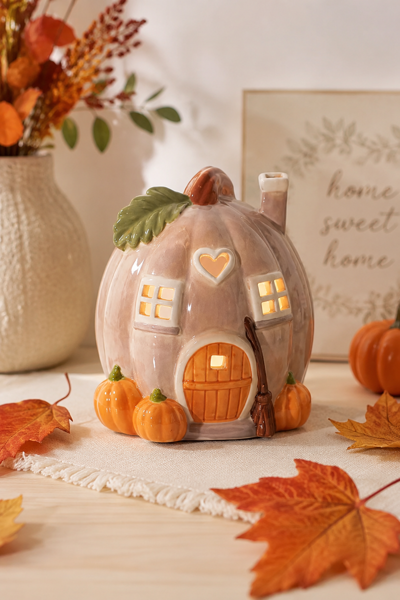 Casa Porta Tealight a Forma di Zucca