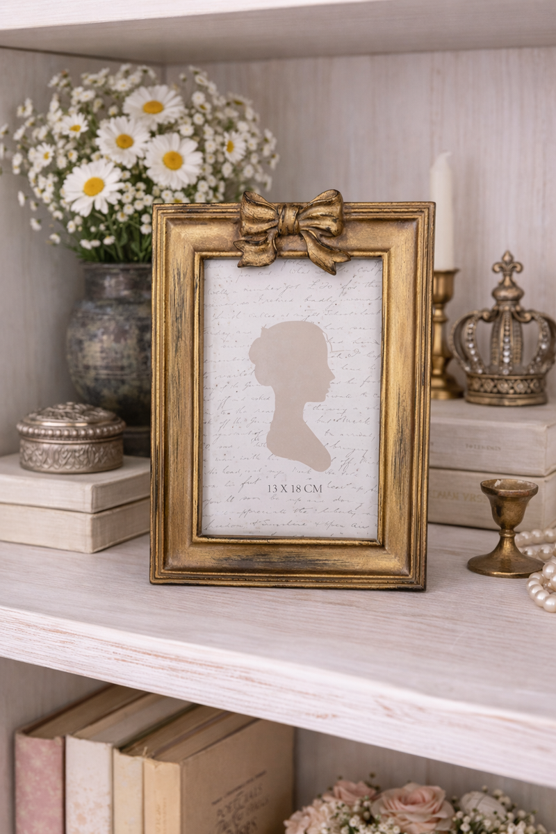 Cornice Portafoto 13x18 cm Oro Clayre & Eef con Fiocco