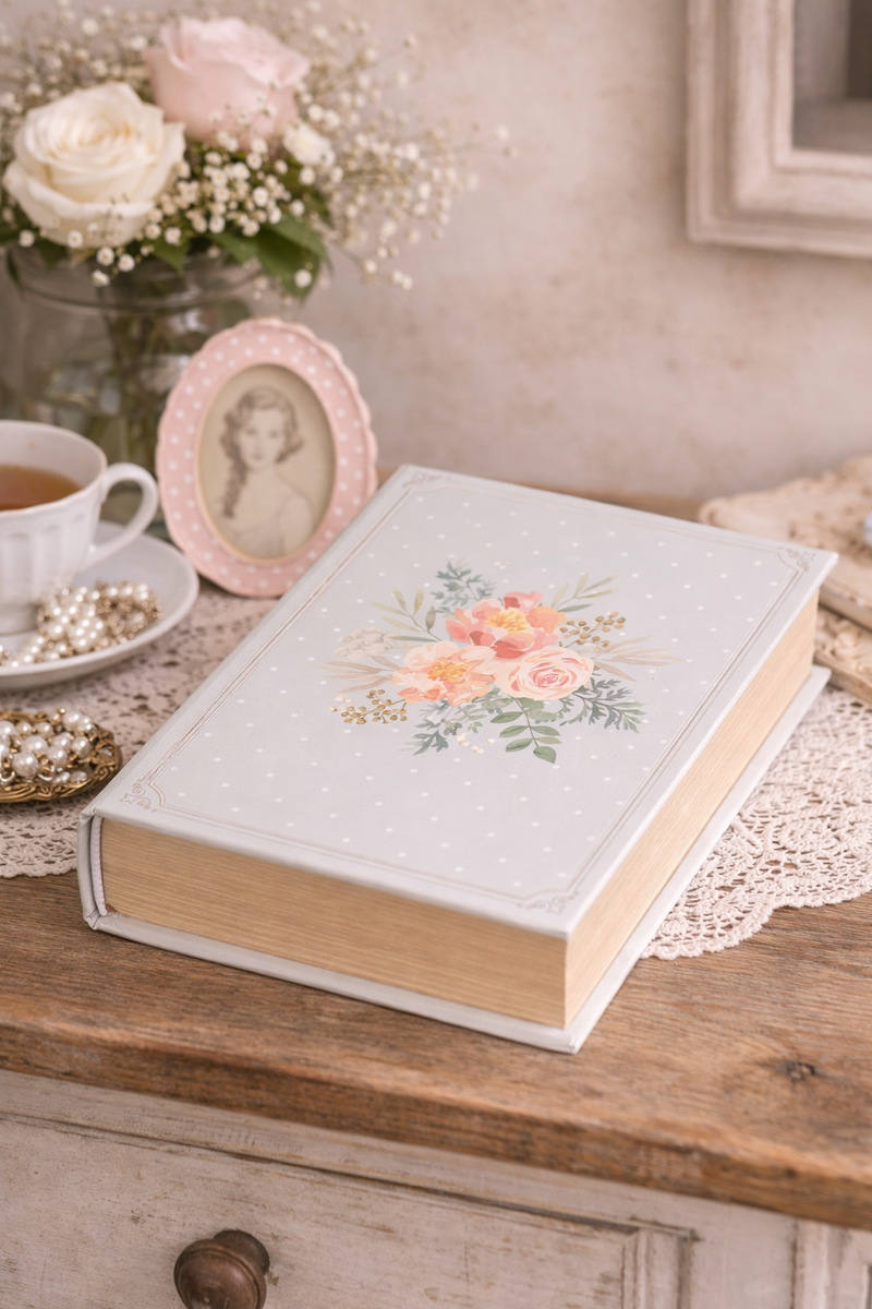Scatola Libro Decorativa Clayre & Eef 17x14x5 cm Blu Floreale