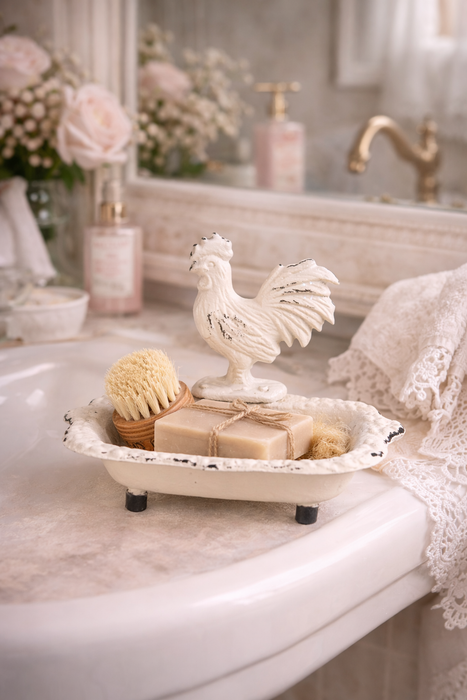 Portasapone Clayre & Eef 16x12x14 cm Beige con Gallo