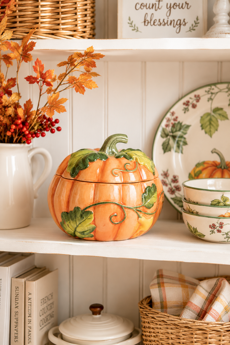 Ciotola a Forma di Zucca con Coperchio – Harvest Fields