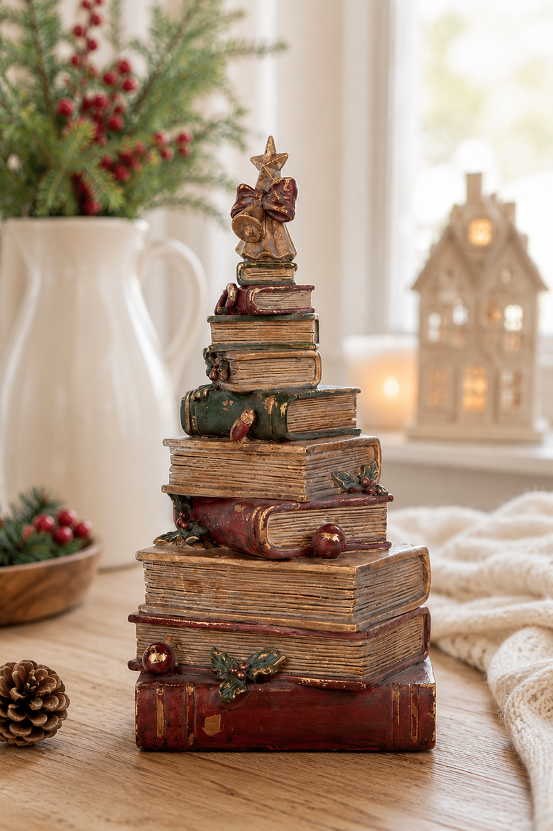 Decorazione Natalizia Pila di Libri in Resina H 33 cm Clayre & Eef
