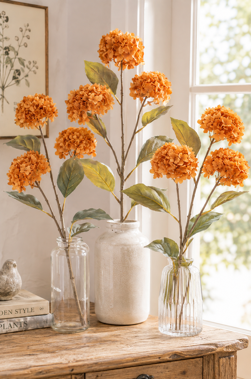 Ramo di Ortensia Arancione H 70 cm Clayre & eef