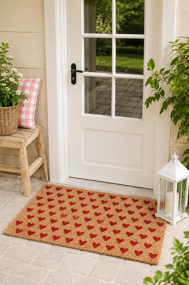 Zerbino in Cocco con Cuori Rossi 76x45 cm Clayre & eef