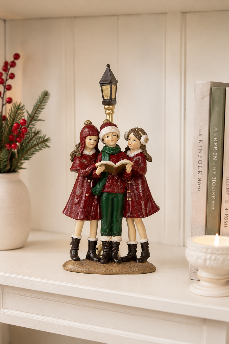 Statuina Coro Natalizio con 3 Bambini 14x9x28 cm Clayre & eef