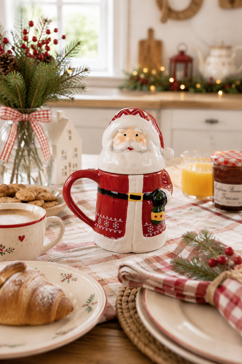 Tazza Babbo Natale in Ceramica Decorata 15x10x19 cm Clayre & eef